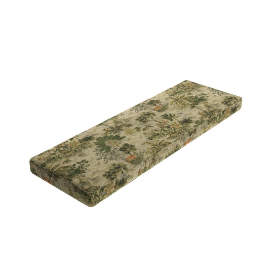 Custom Bench Cushion in Tropical Toile - Moonstone
