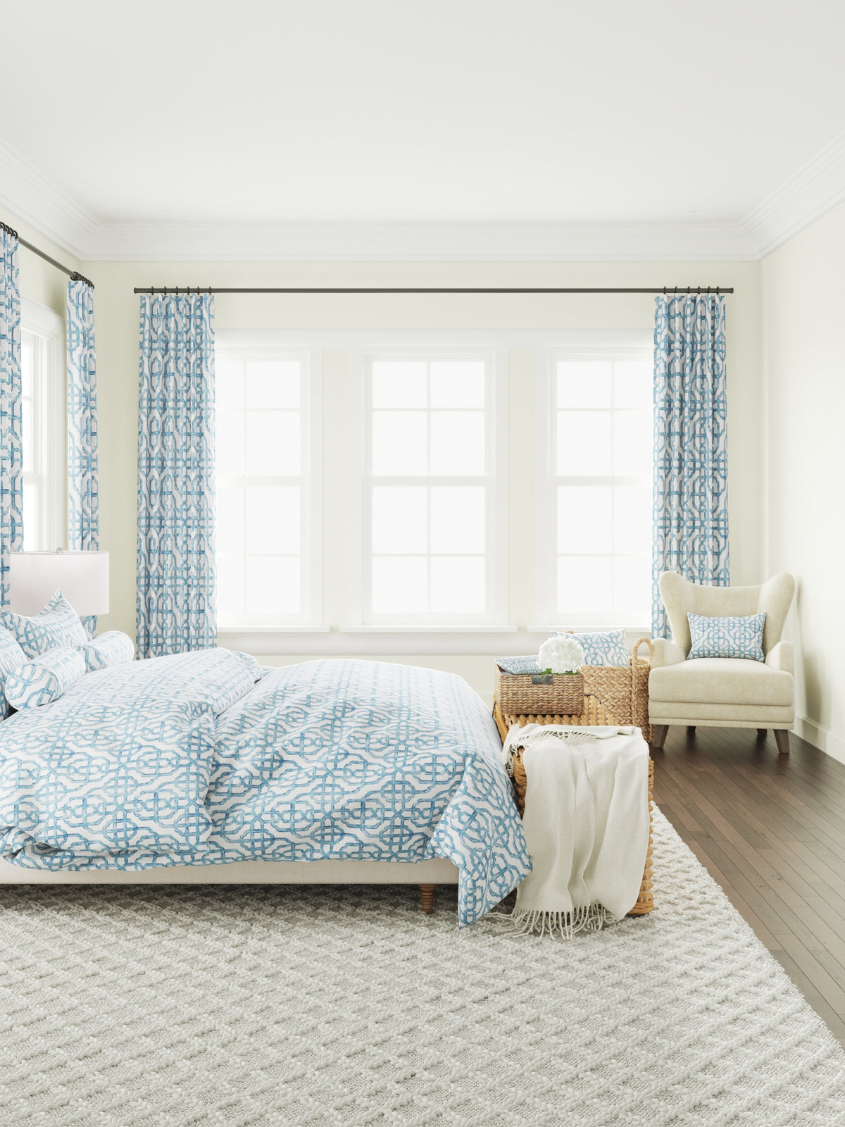 Bolster Pillow in Trellis Like It Is - Waves