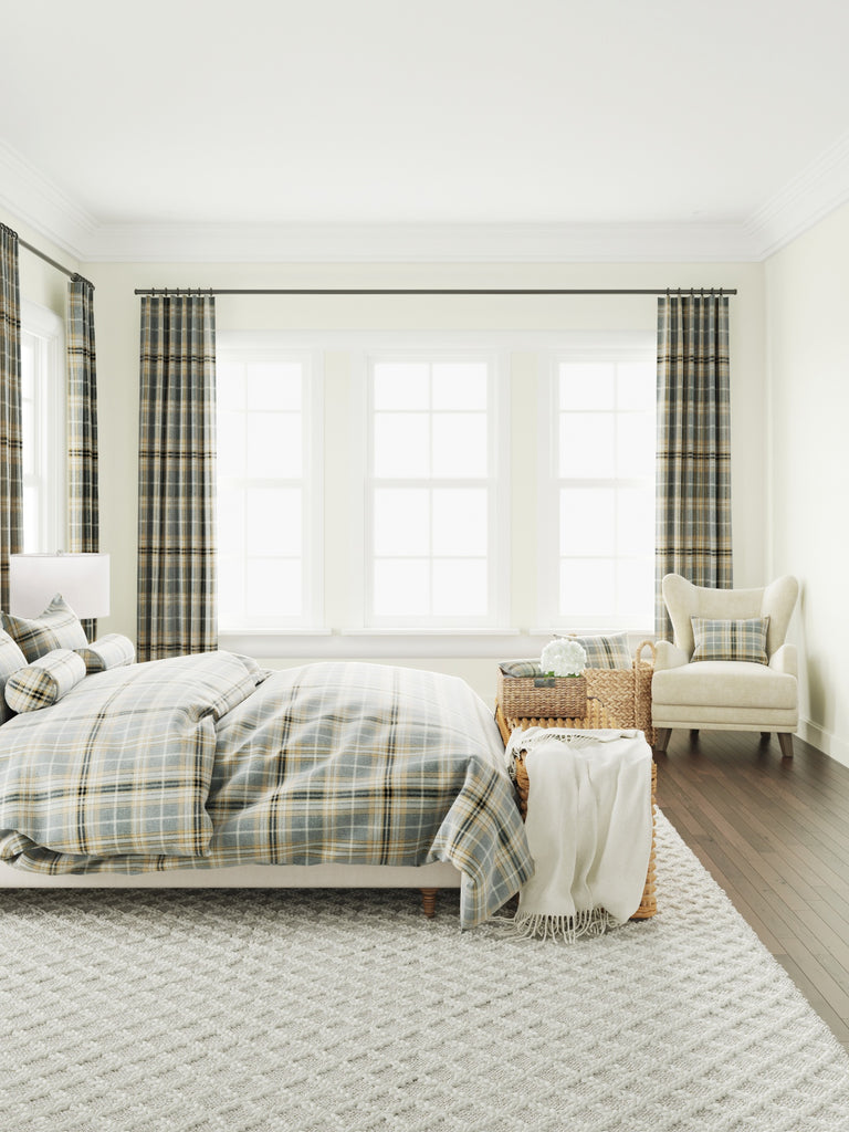 Large Lumbar Pillow in Tartan - Thunder