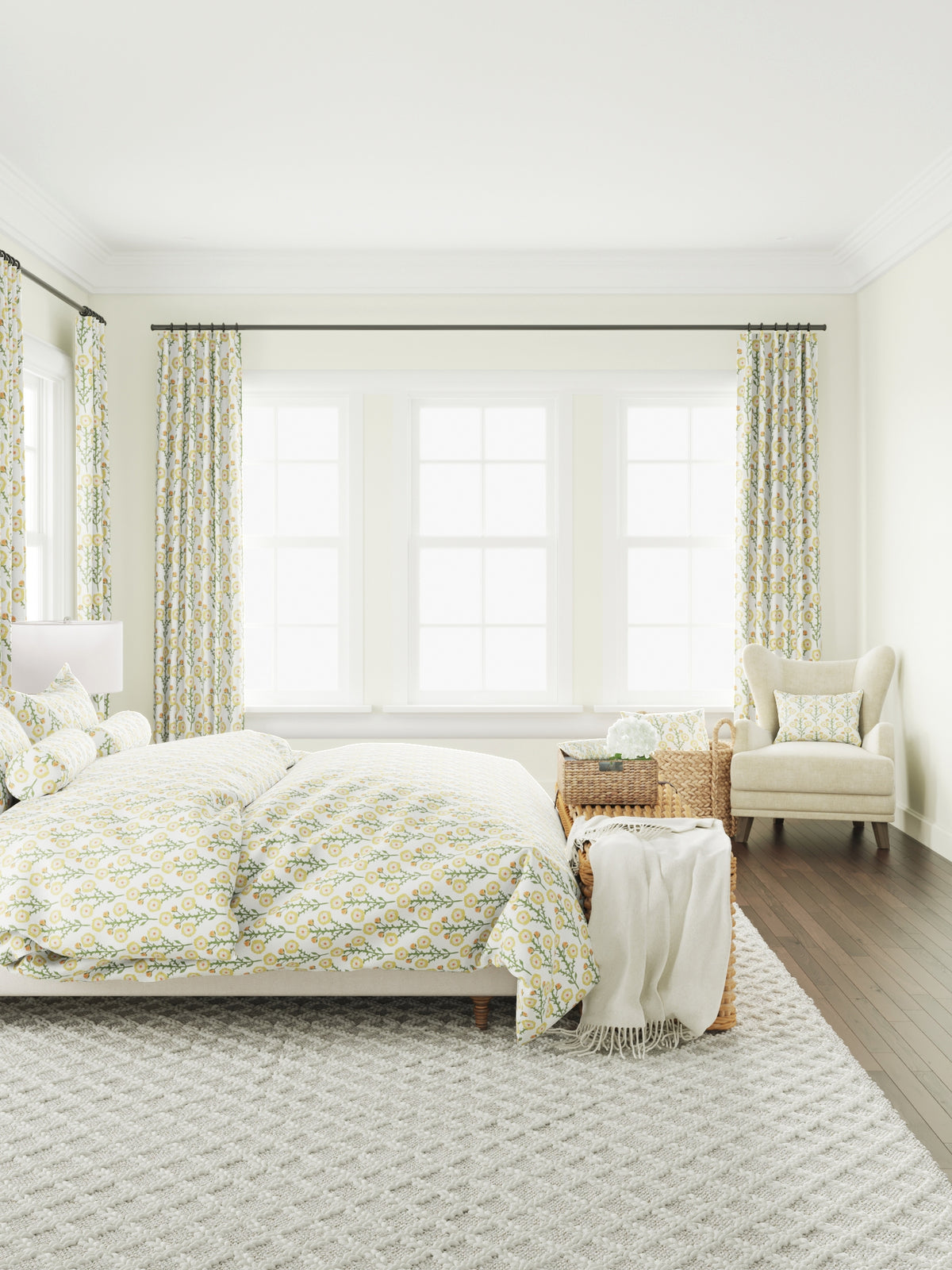 Pillow Sham in Cottage Flowers - Sunbeam