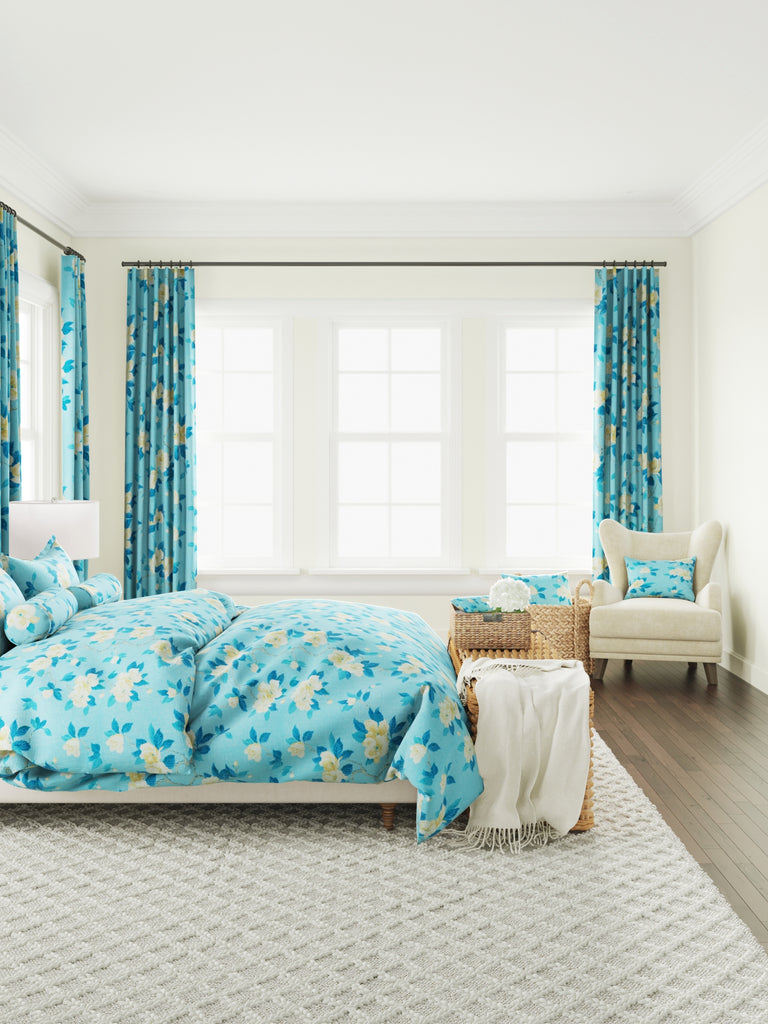 Ruffle Bedskirt in Grandma's Floral - Pale Blue