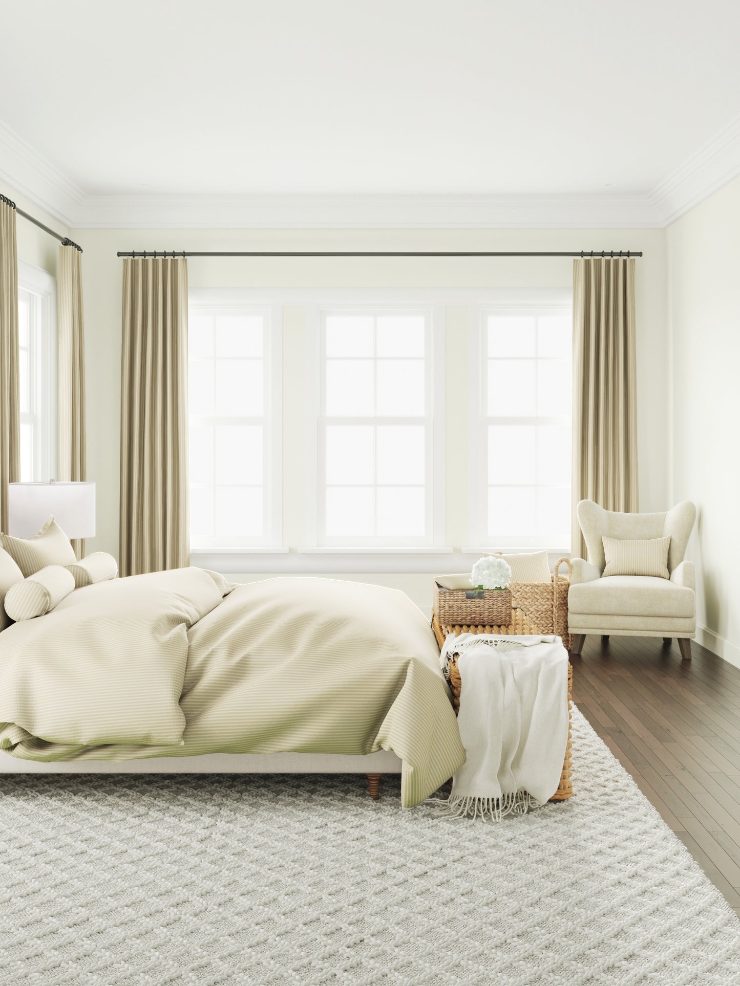 Pillow Sham in Little White Line - Sand