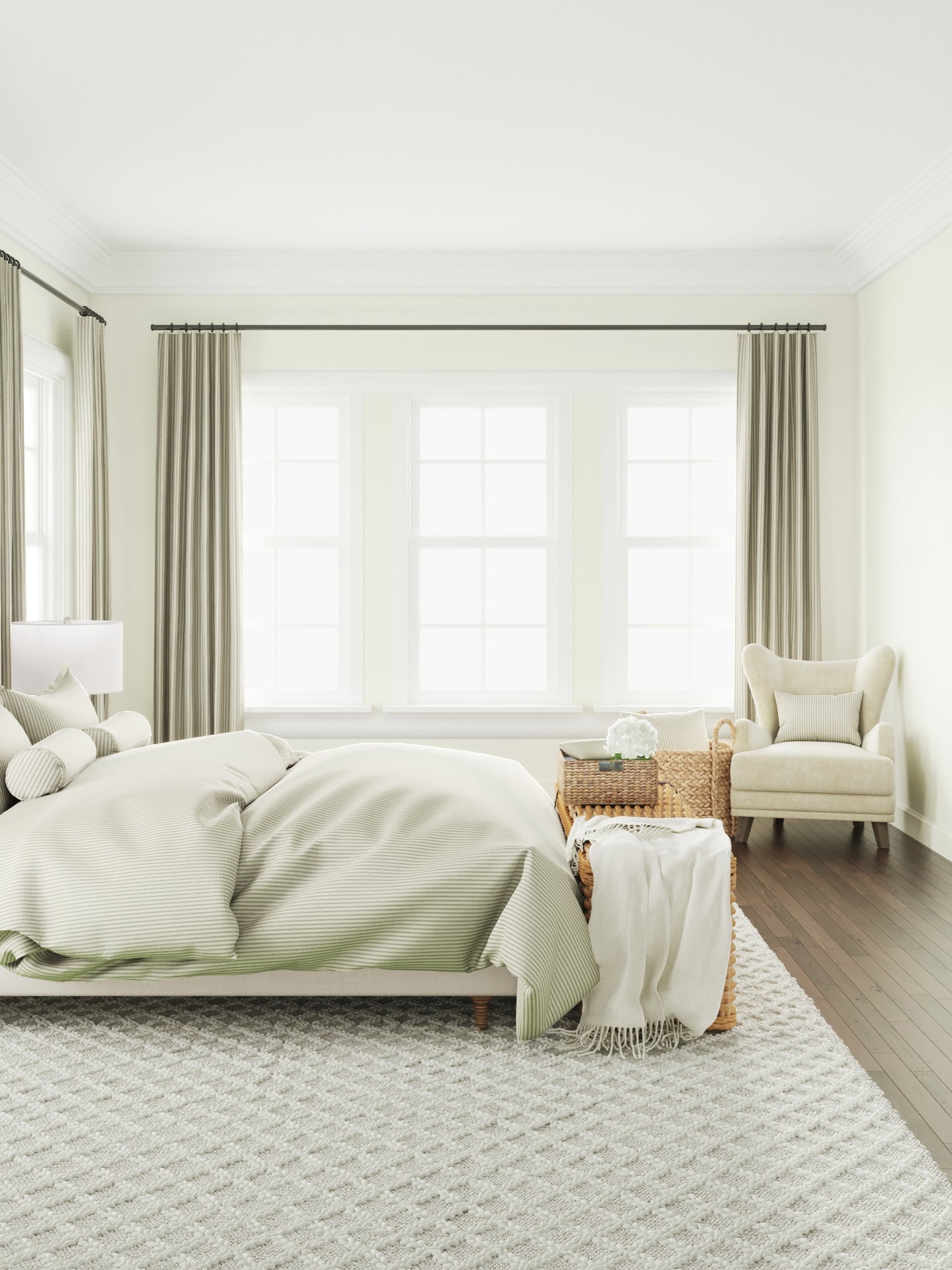 Pillow Sham in Little White Line - Seaglass