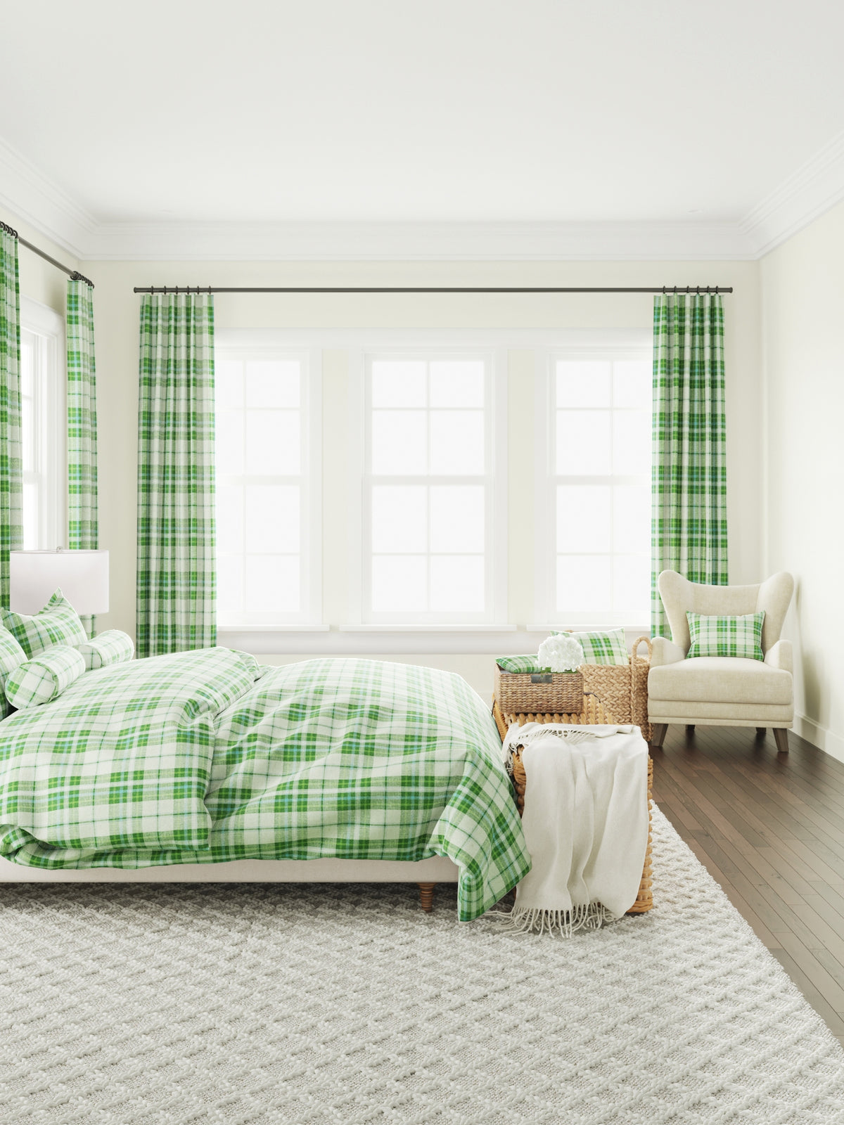 Throw Pillow in Summer Plaid - Green Apple