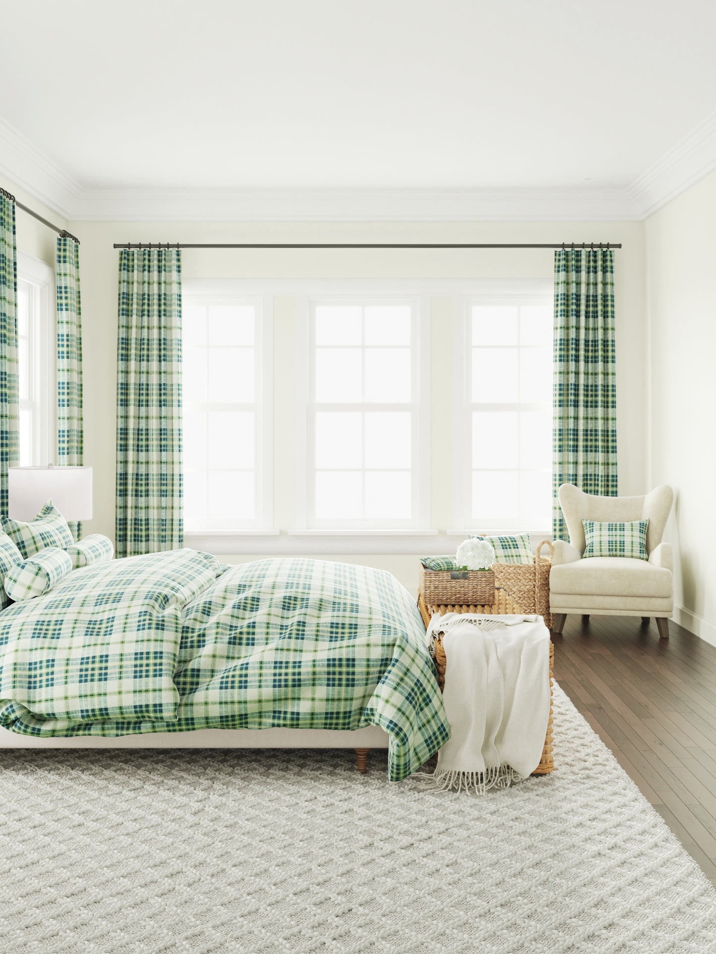 Large Lumbar Pillow in Summer Plaid - Twilight