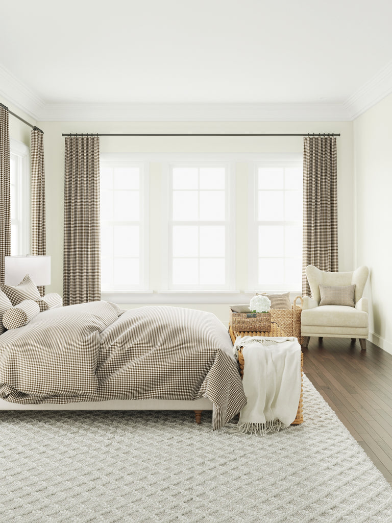 Relaxed Roman Shade in Gingham - Chestnut