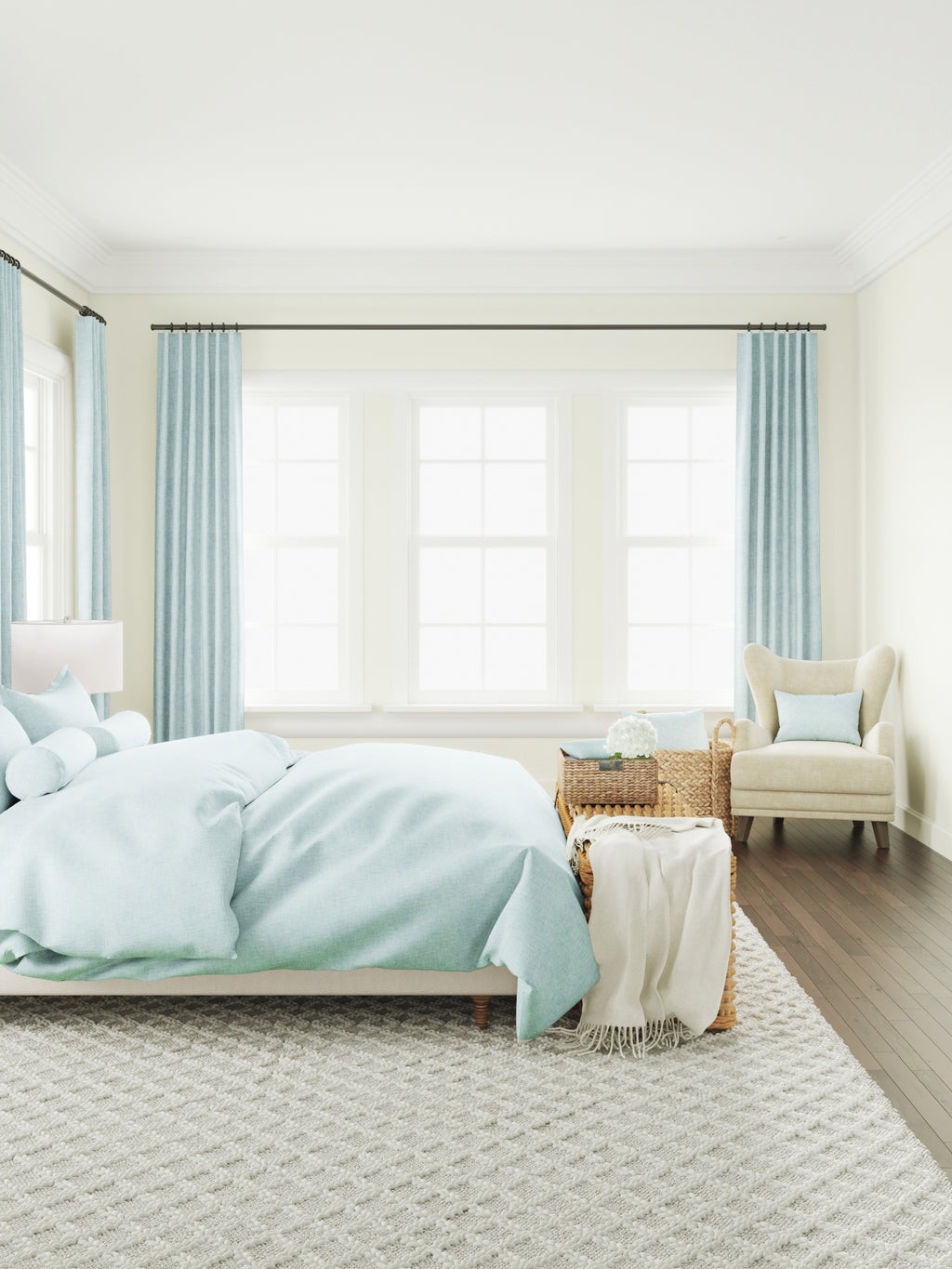 Convertible Drapery in Woven Cotton - Sky Blue