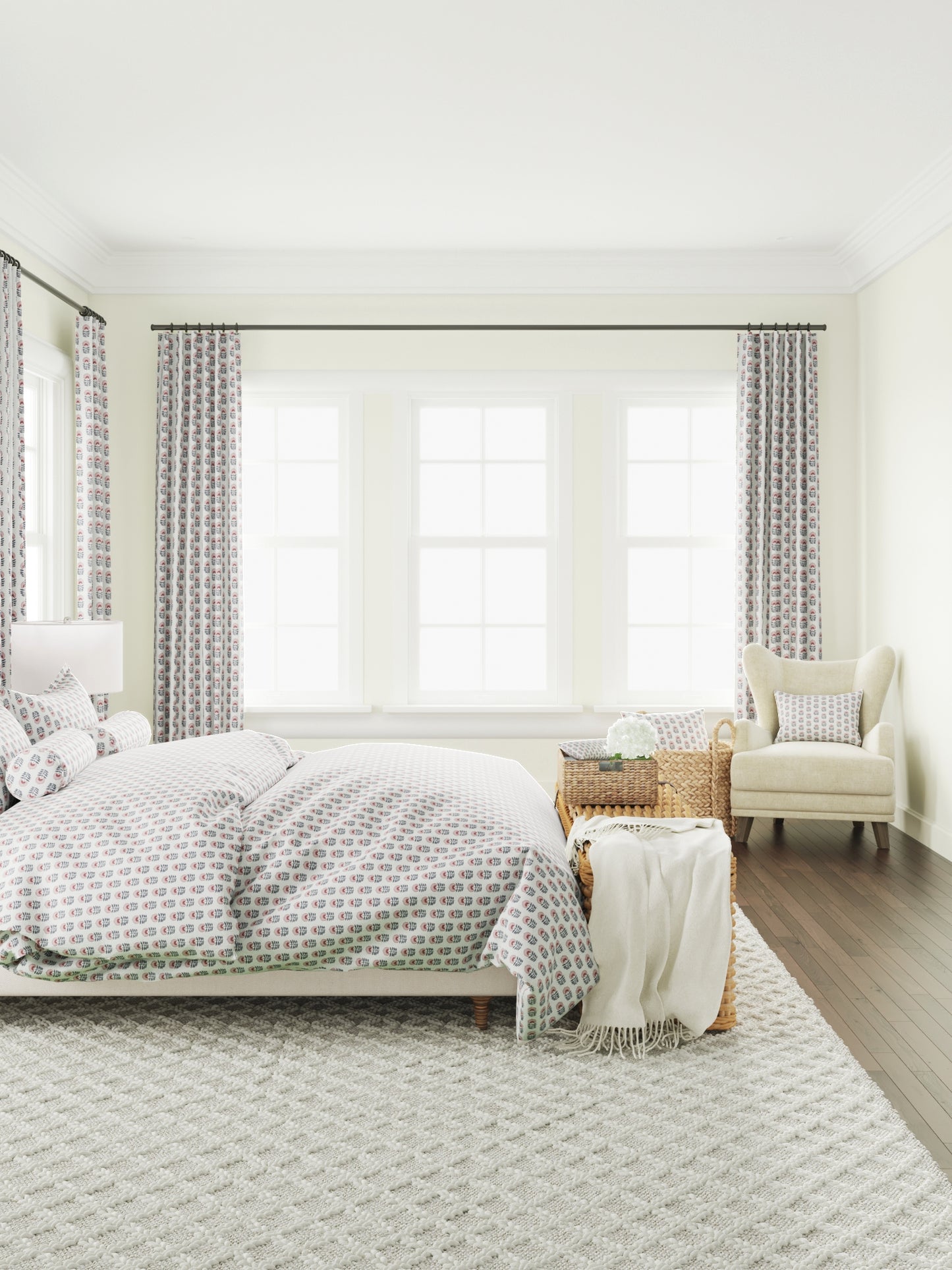 Pinch Pleat Cafe Curtains in Mini Florals - Mulberry