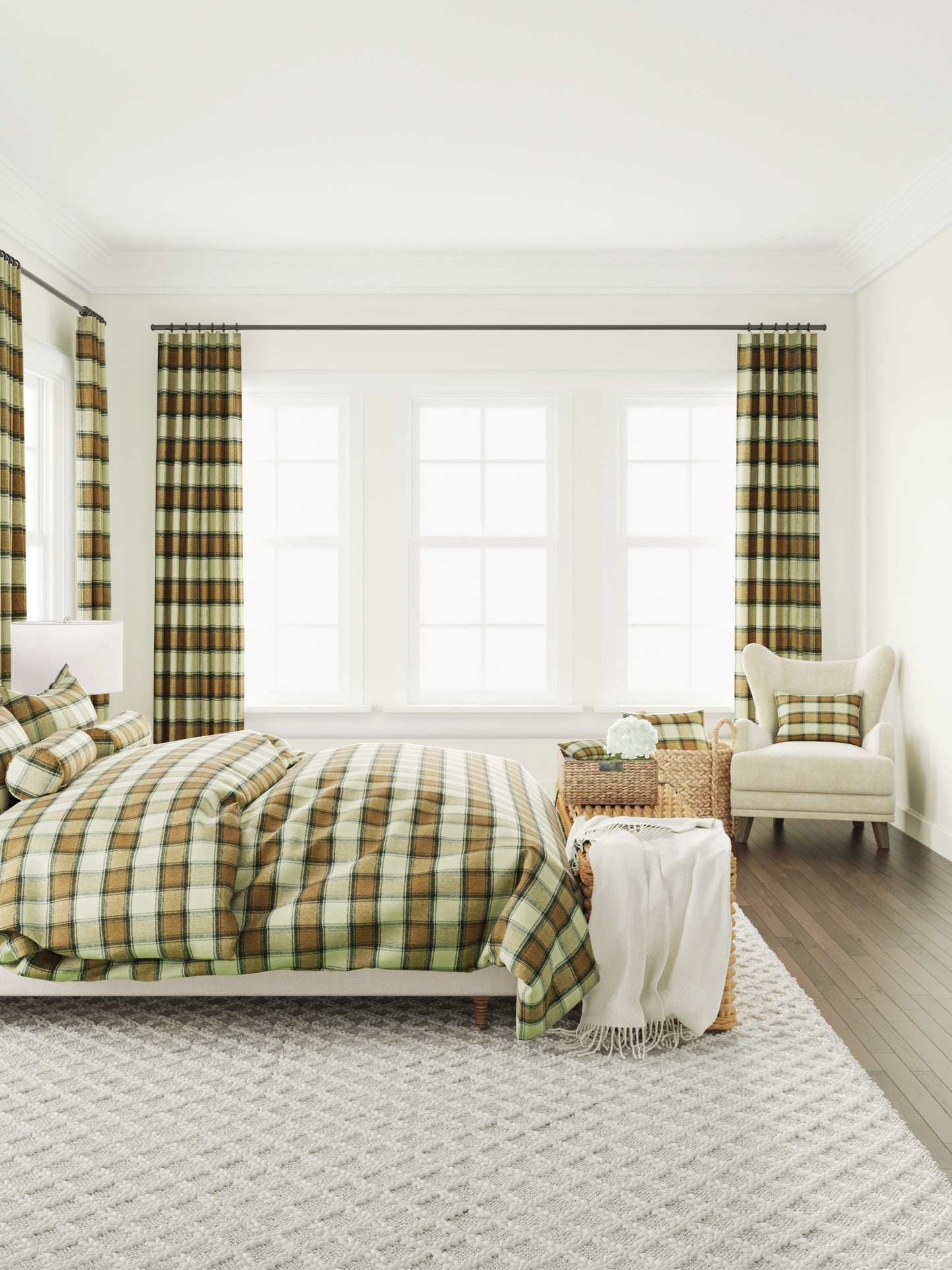 Flat Roman Shade in Cozy Cabin - Walnut