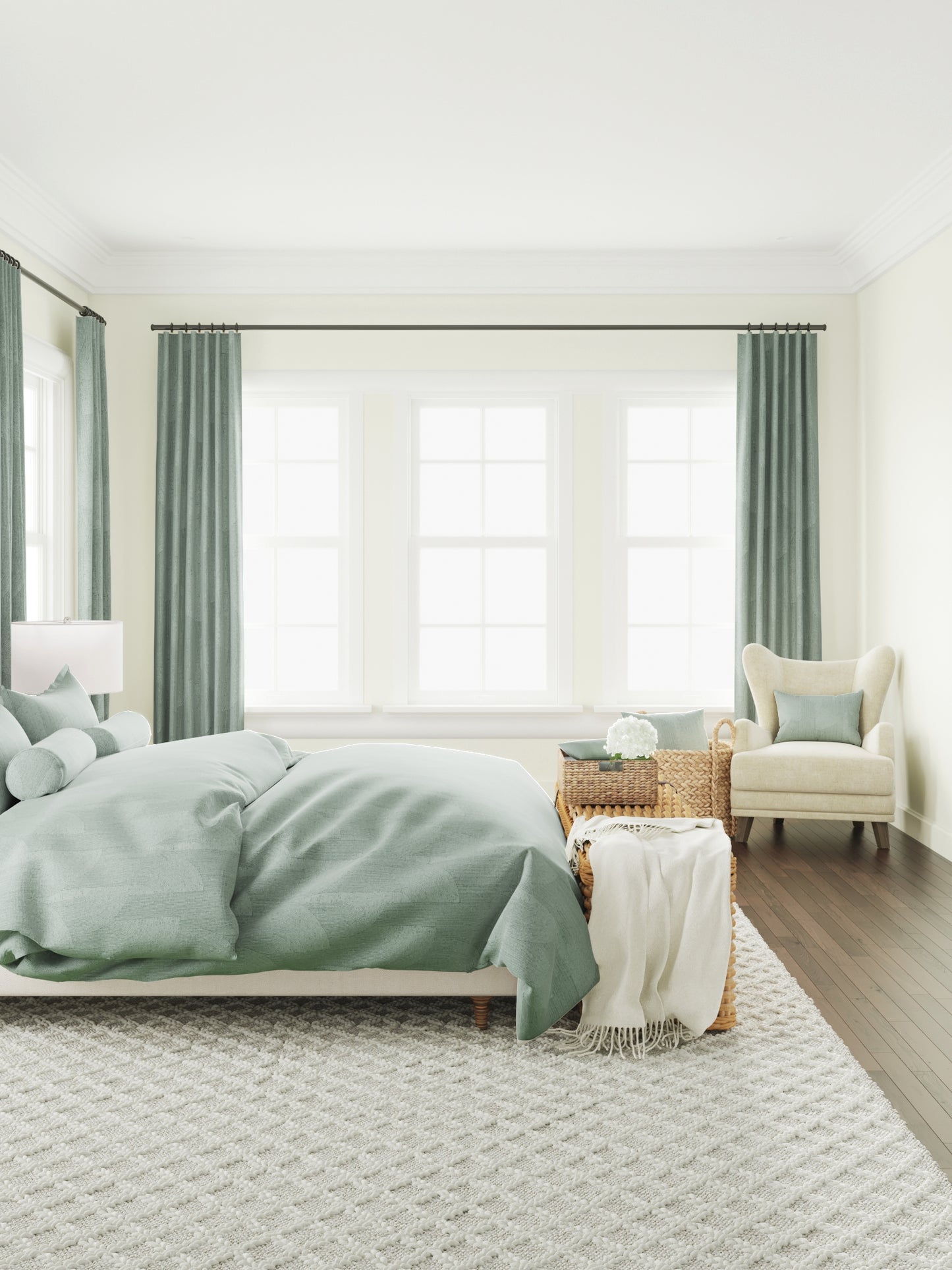 Square Pouf in Make Waves - Dove