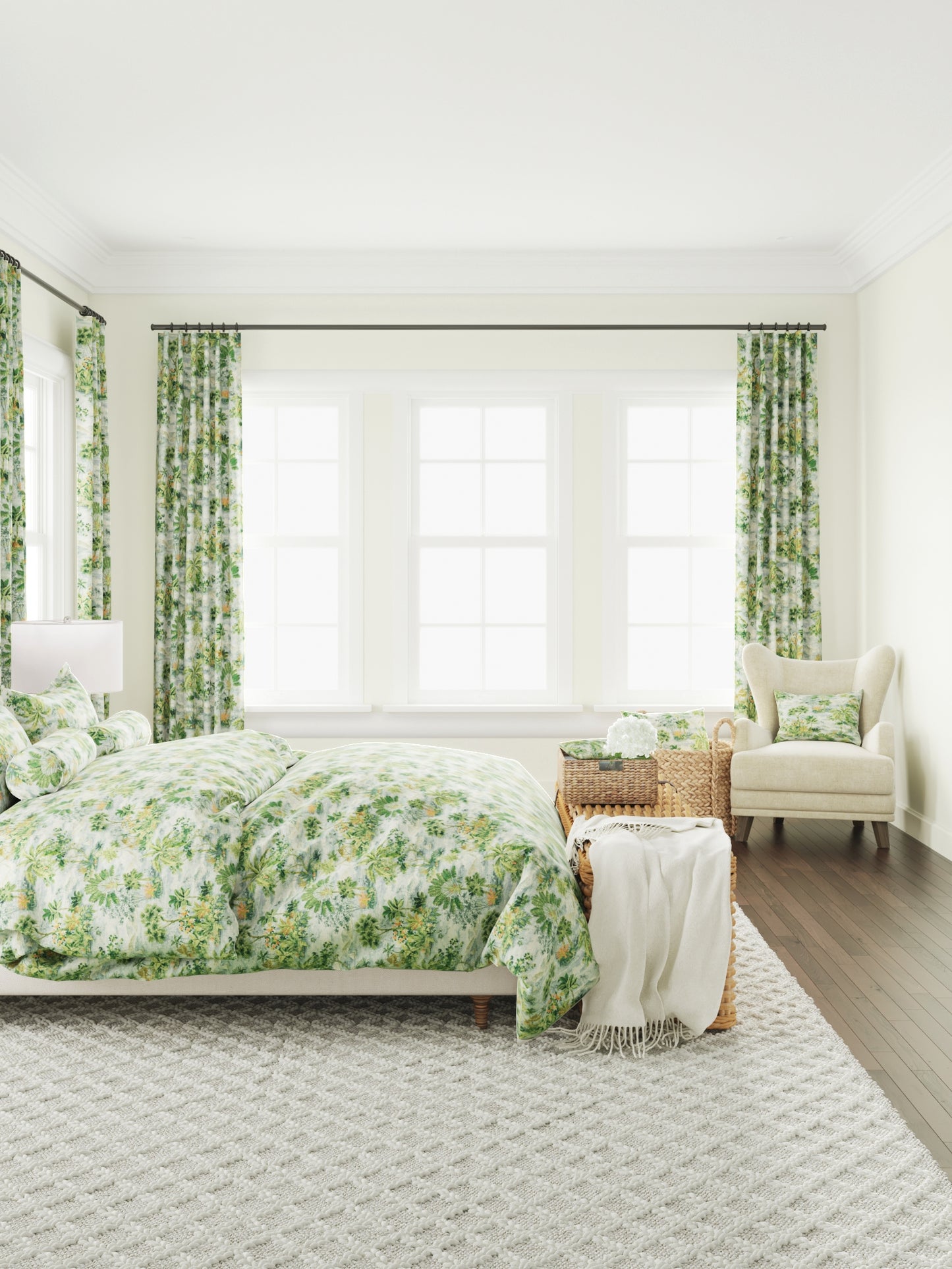 Convertible Drapery in Tropical Toile - Palm