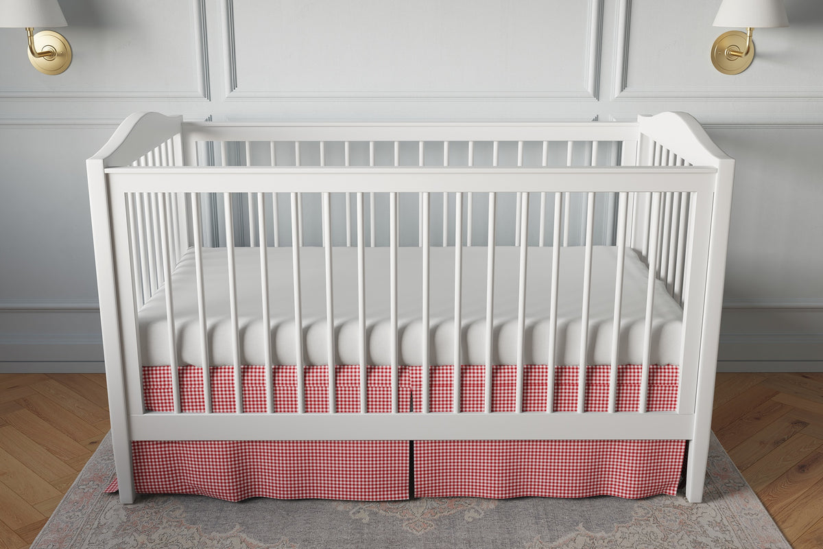 Tailored Bedskirt in Gingham - Cherry
