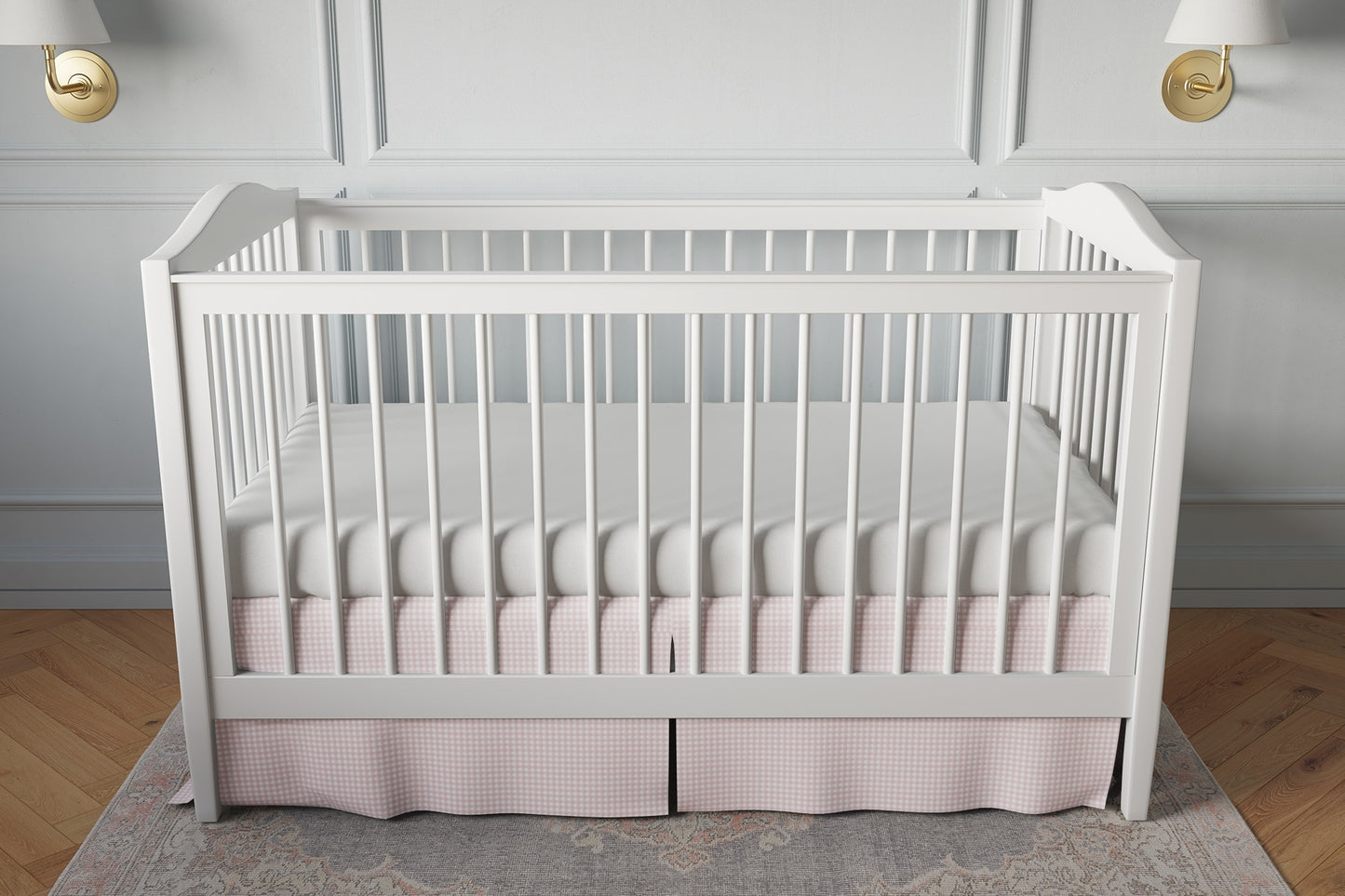 Tailored Bedskirt in Gingham - Light Pink