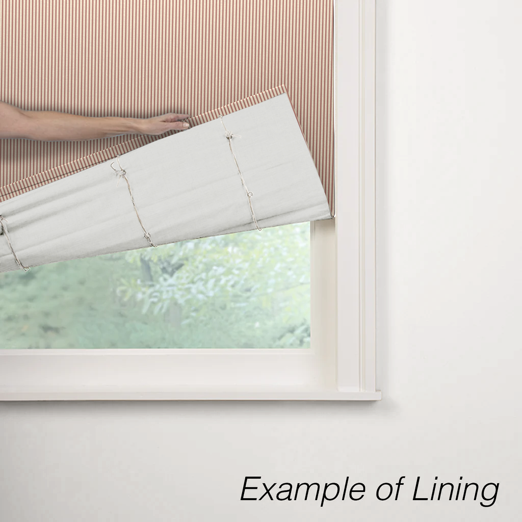 Flat Roman Shade in Little White Line - Red