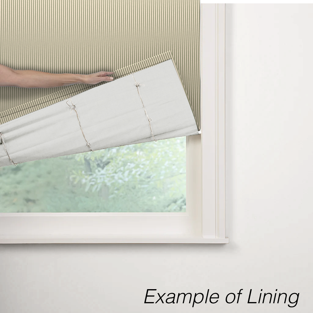 Relaxed Roman Shade in Little White Line - Sage