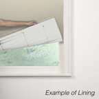 Relaxed Roman Shade in Little White Line - Seaglass