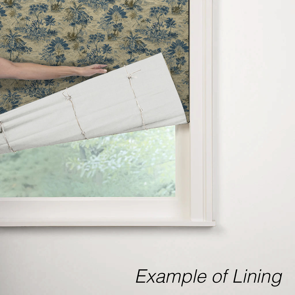 Flat Roman Shade in Tropical Toile - Lagoon