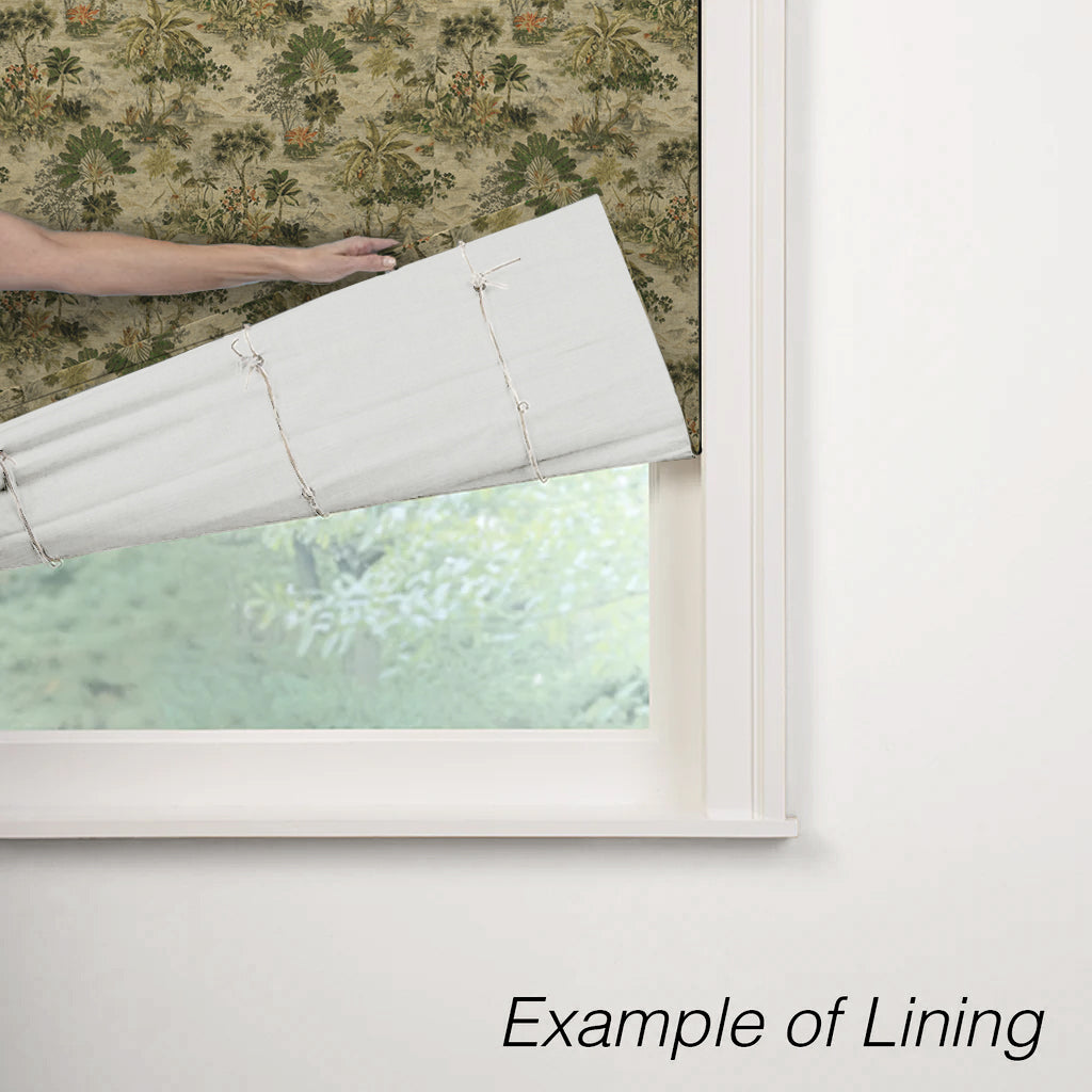 Flat Roman Shade in Tropical Toile - Moonstone