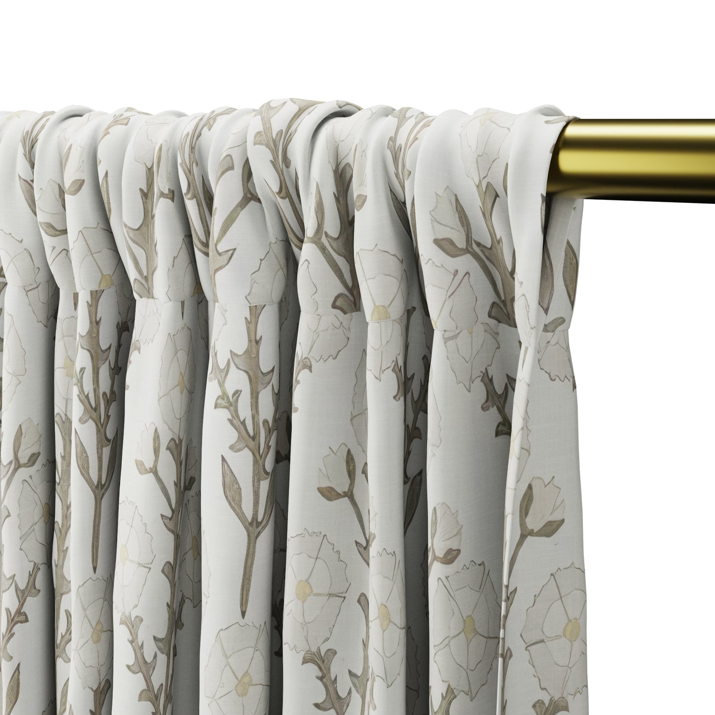 Dual Rod Pocket Curtains in Cottage Flowers - Vanilla