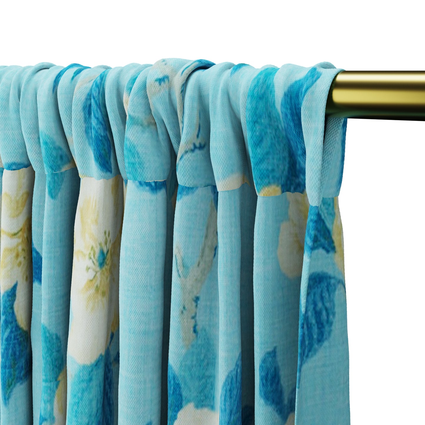 Dual Rod Pocket Curtains in Grandma's Floral - Pale Blue