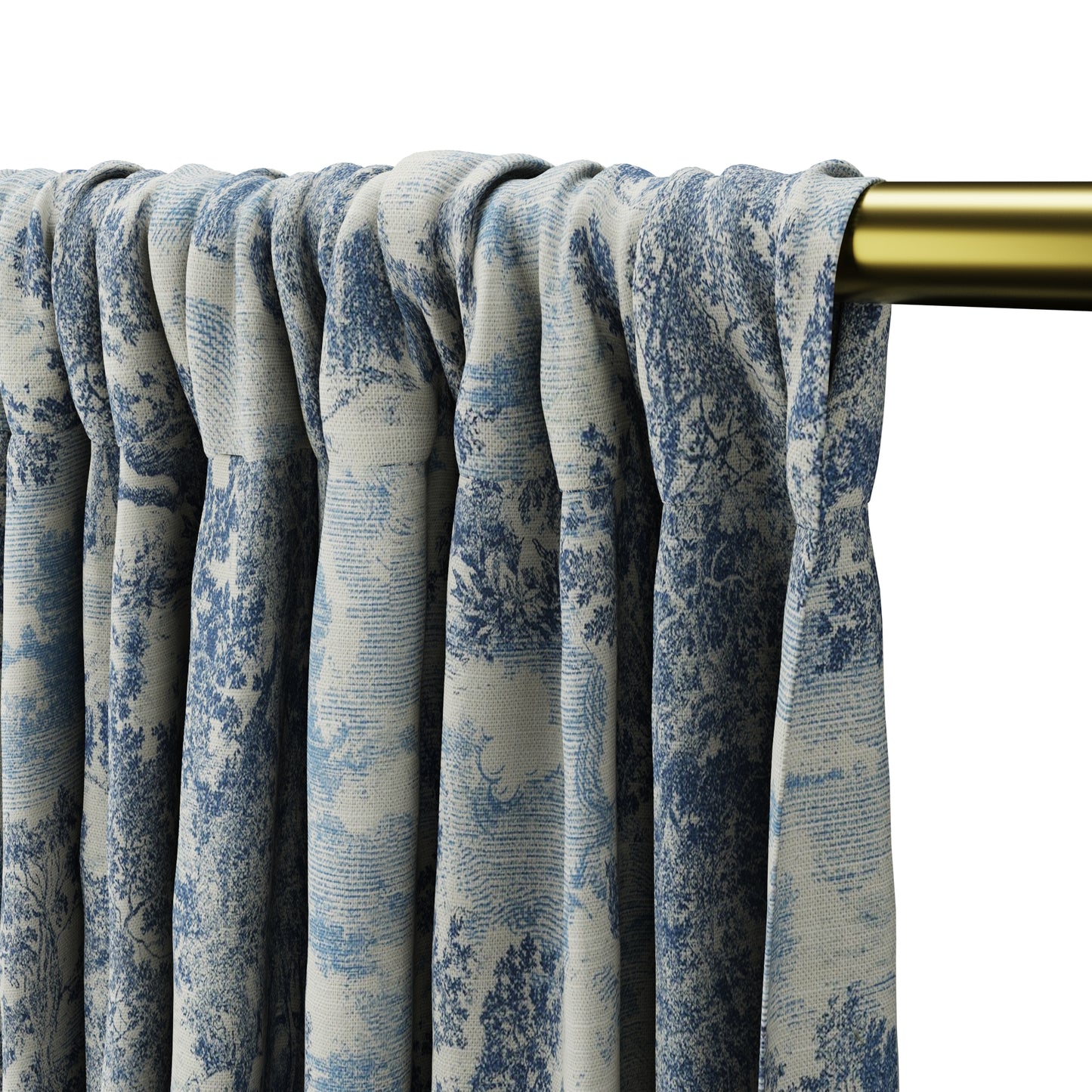 Dual Rod Pocket Curtains in Country Toile - Sapphire