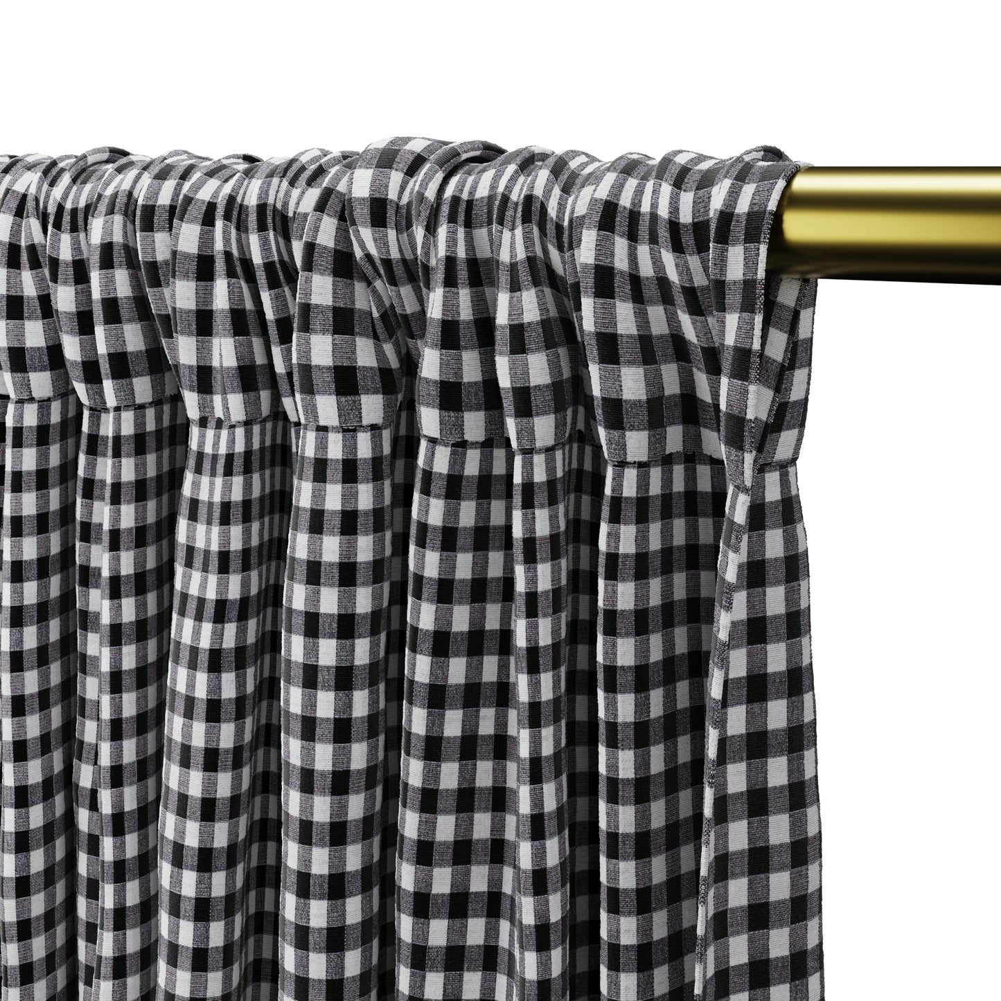 Dual Rod Pocket Curtains in Gingham - Black