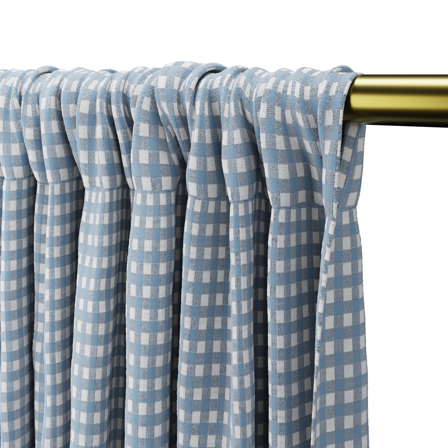 Dual Rod Pocket Curtains in Gingham - Blue Jean