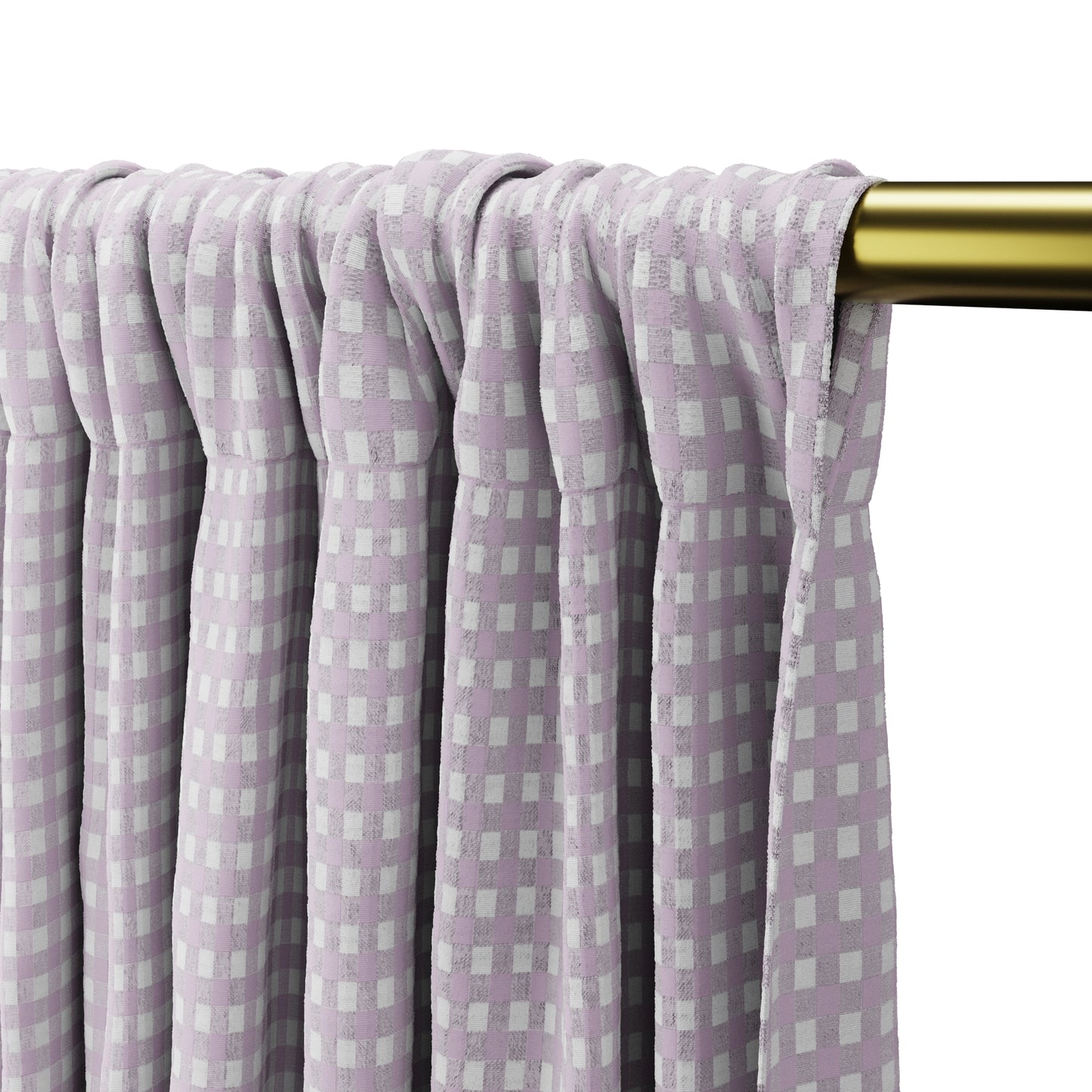 Dual Rod Pocket Curtains in Gingham - Lilac