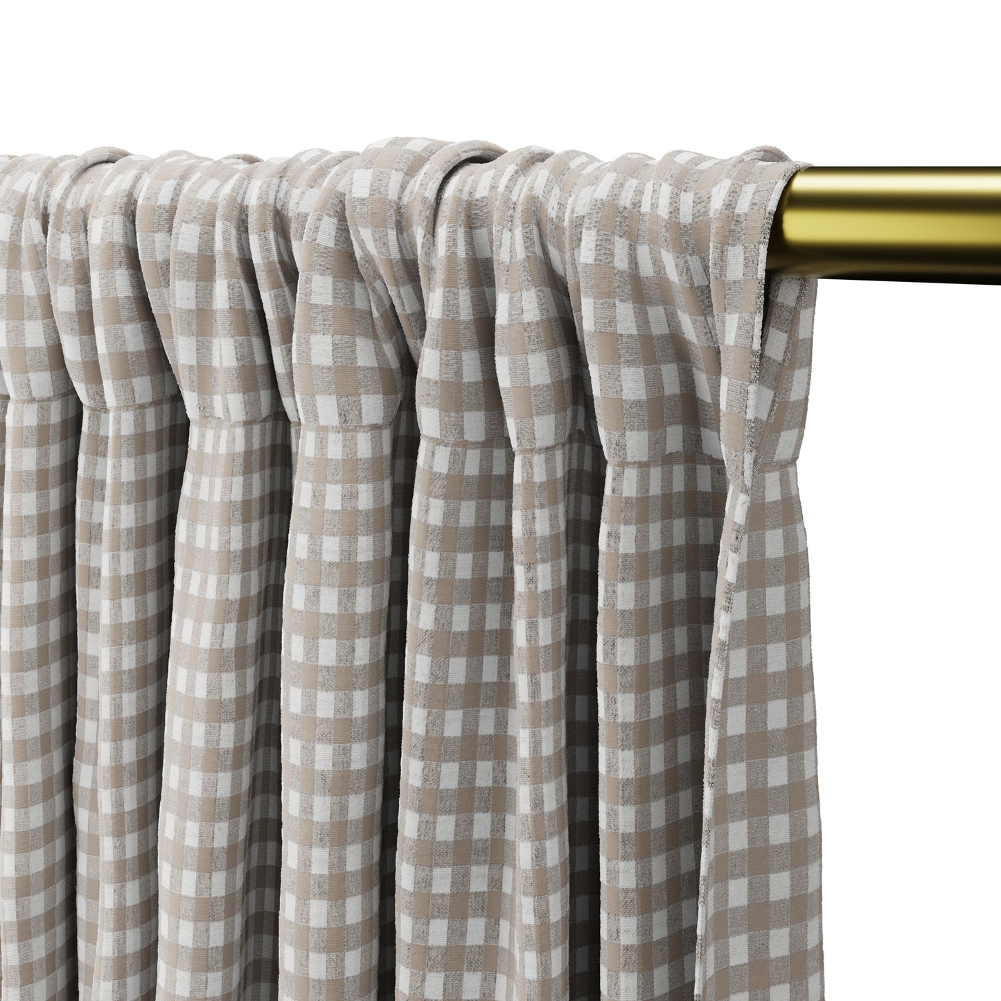 Dual Rod Pocket Curtains in Gingham - Hay