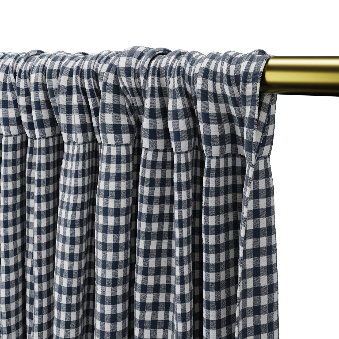 Dual Rod Pocket Curtains in Gingham - Navy