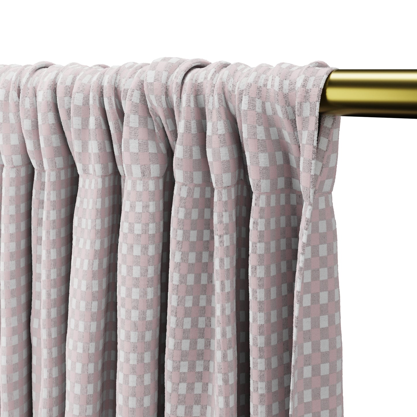Dual Rod Pocket Curtains in Gingham - Light Pink