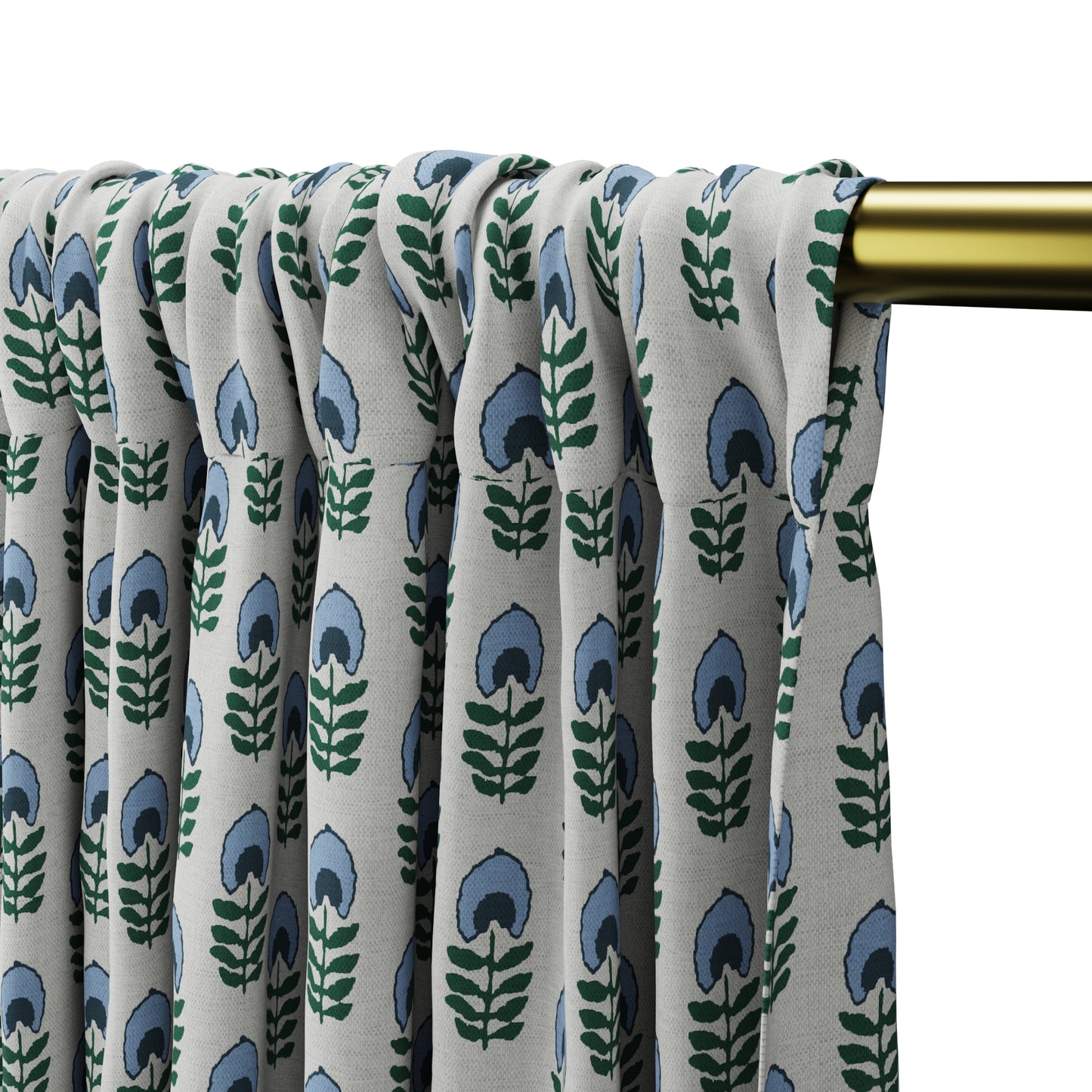 Dual Rod Pocket Curtains in Mini Florals - Forest