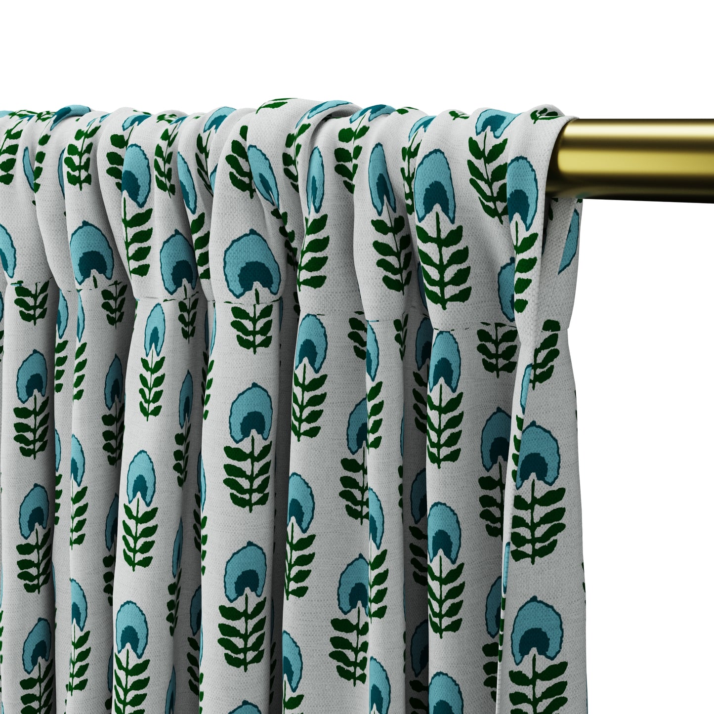 Dual Rod Pocket Curtains in Mini Florals - Mountain Teal