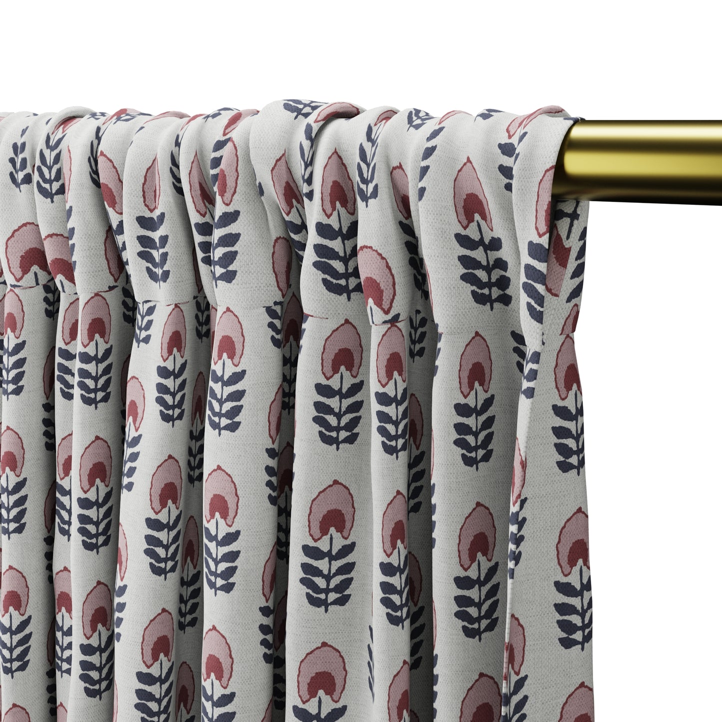 Dual Rod Pocket Curtains in Mini Florals - Mulberry