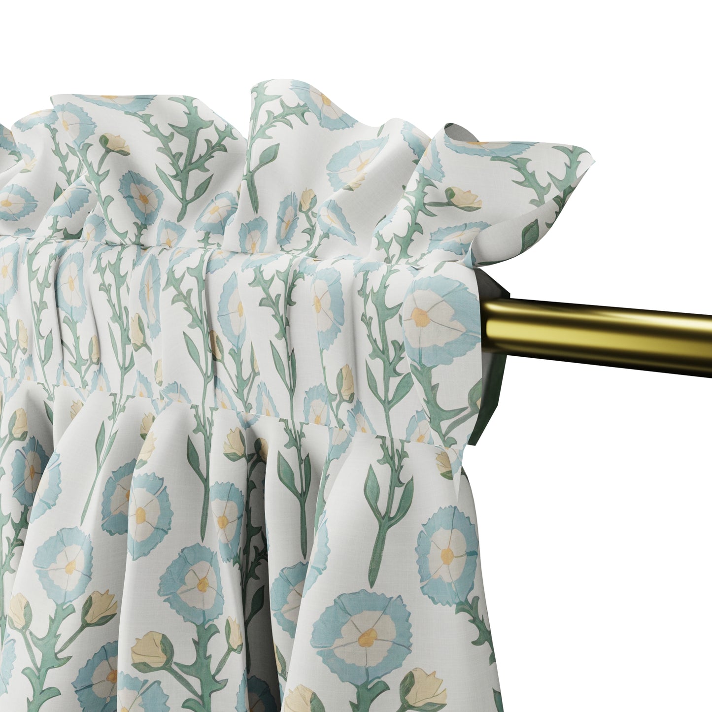 Dual Rod Pocket Curtains in Cottage Flowers - Cool Blue