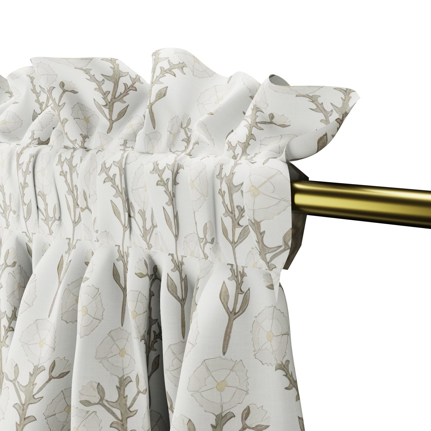 Dual Rod Pocket Curtains in Cottage Flowers - Vanilla