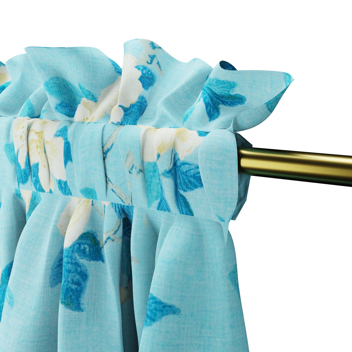 Dual Rod Pocket Curtains in Grandma's Floral - Pale Blue