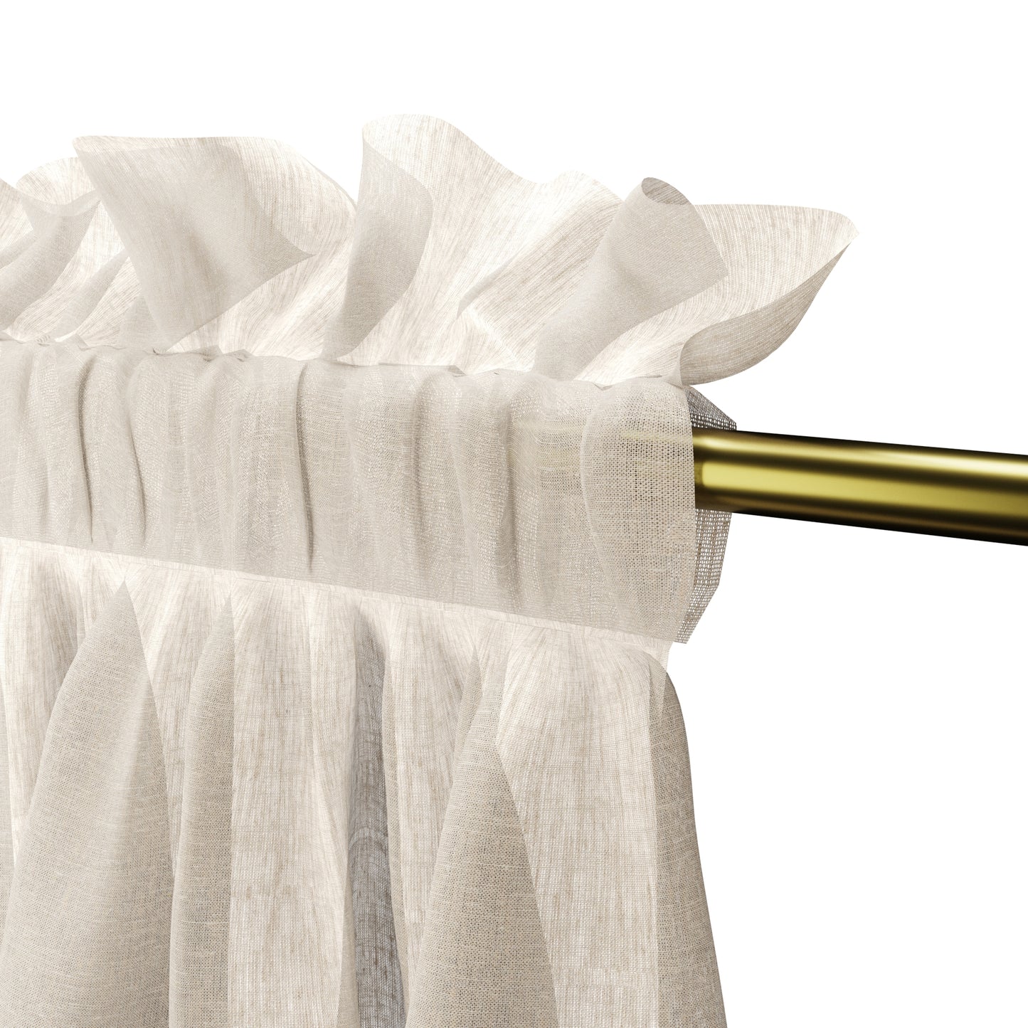 Dual Rod Pocket Curtains in Linen Sheer - Ecru
