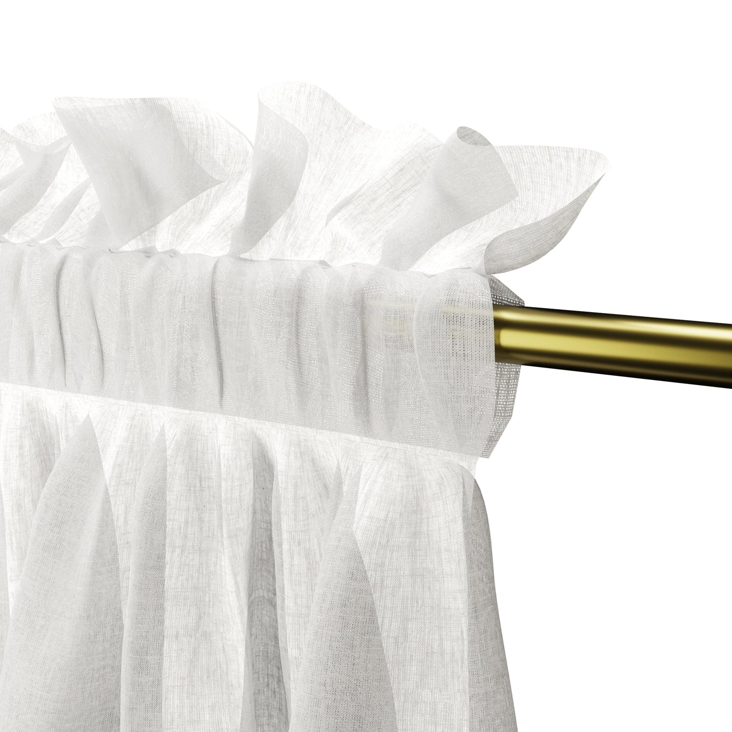 Dual Rod Pocket Curtains in Linen Sheer - White