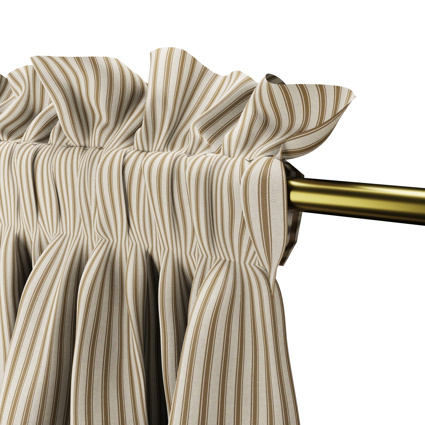 Dual Rod Pocket Curtains in Little White Line - Cognac