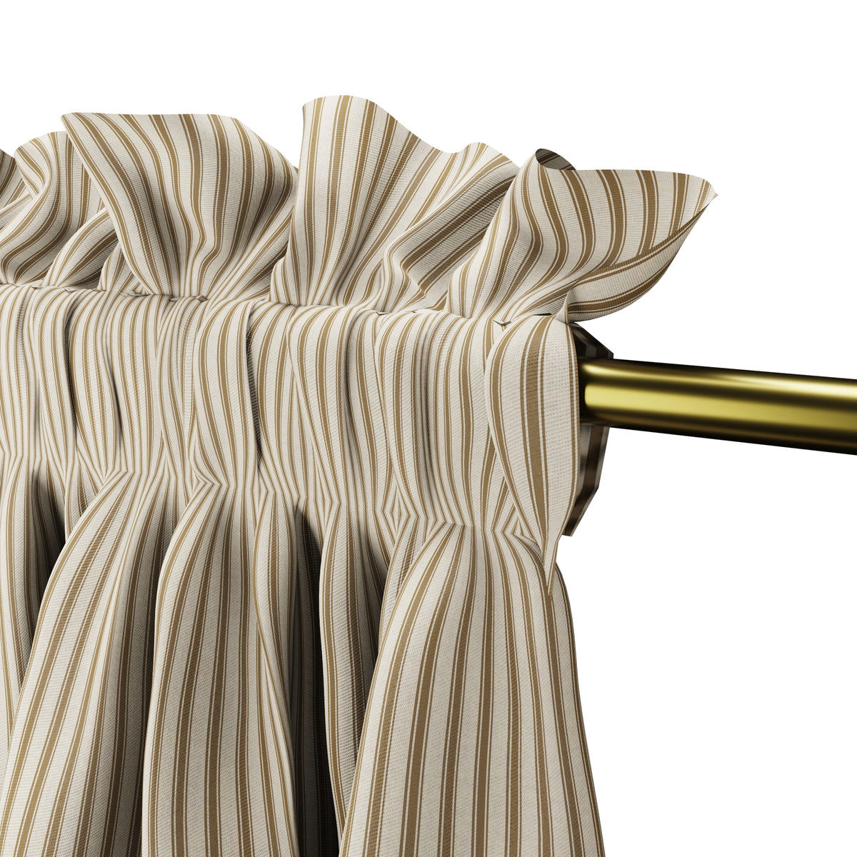 Dual Rod Pocket Curtains in Little White Line - Cognac