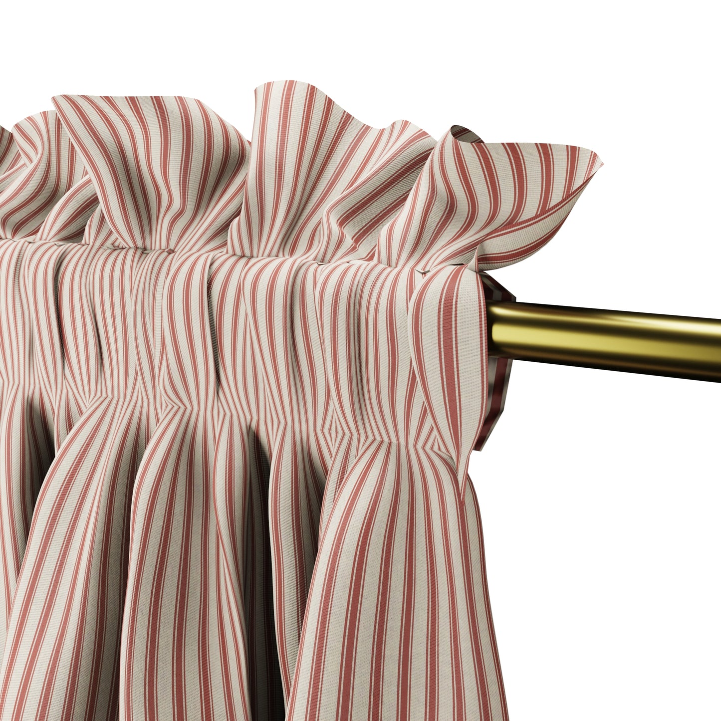 Dual Rod Pocket Curtains in Little White Line - Red