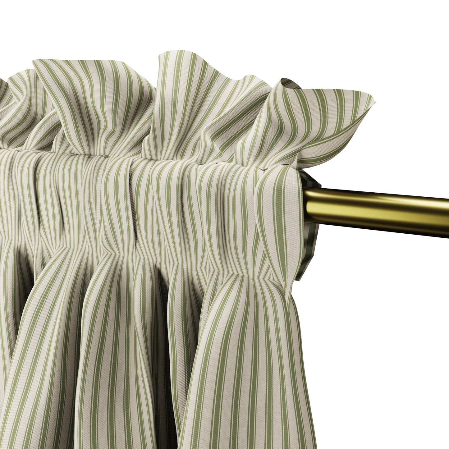 Dual Rod Pocket Curtains in Little White Line - Sage