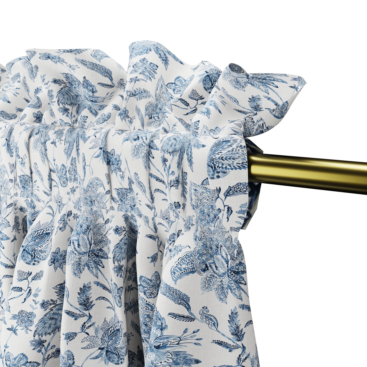 Dual Rod Pocket Curtains in Toile - Blue Skies