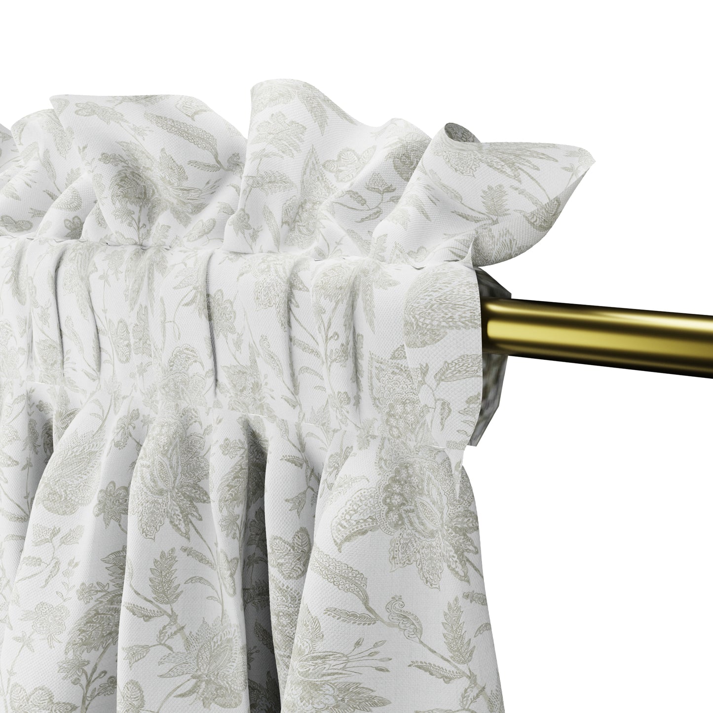 Dual Rod Pocket Curtains in Toile - Rich Cream