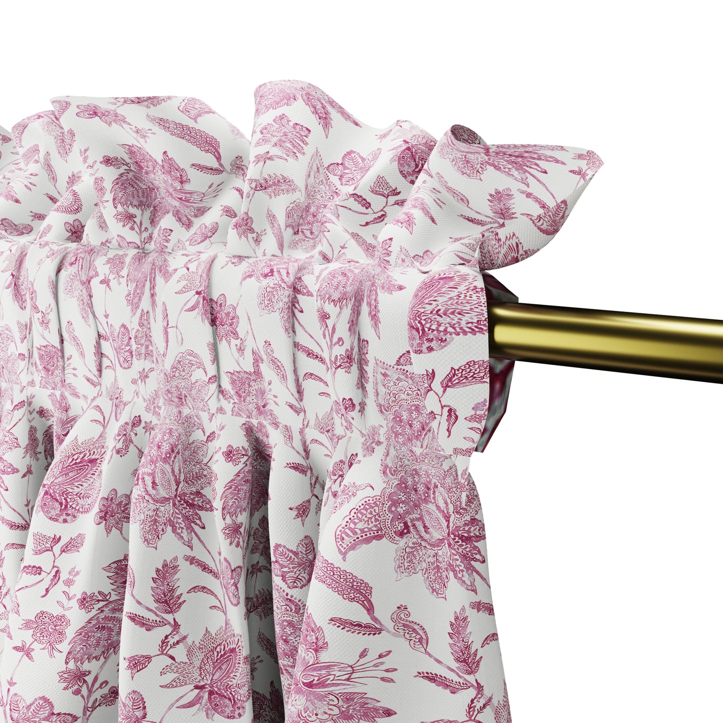 Dual Rod Pocket Curtains in Toile - Strawberry