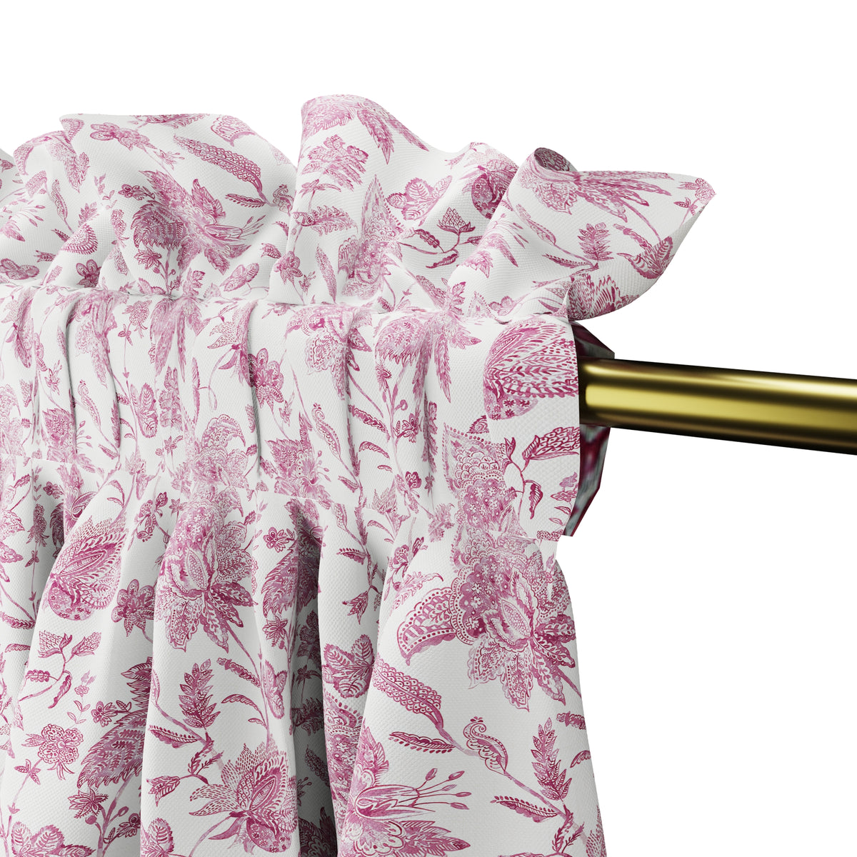 Dual Rod Pocket Curtains in Toile - Strawberry