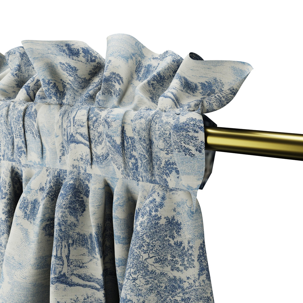 Dual Rod Pocket Curtains in Country Toile - Sapphire