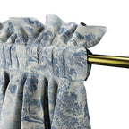 Dual Rod Pocket Curtains in Country Toile - Sapphire