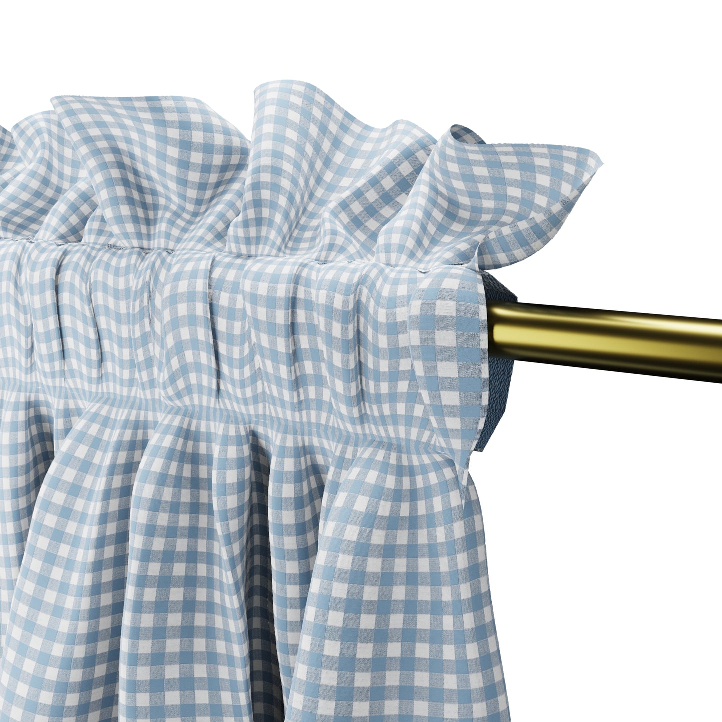 Dual Rod Pocket Curtains in Gingham - Blue Jean